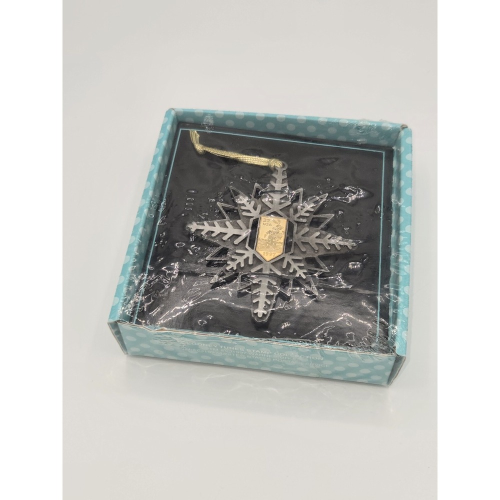 Official Looney‎ Toons Pewter 1997 Christmas Ornament Snowflake Postage Stamp
